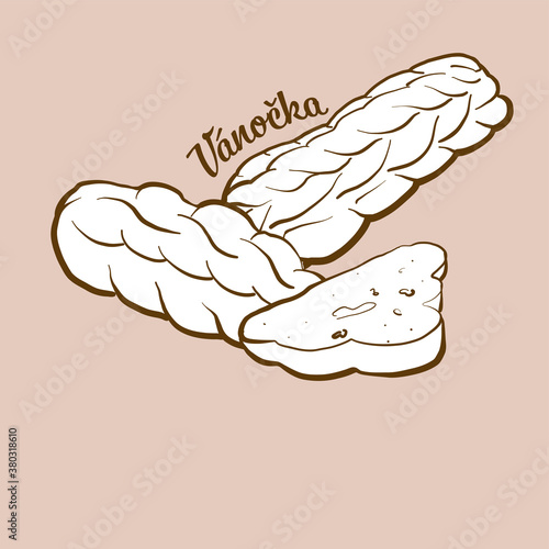 Hand-drawn Vanocka bread illustration
