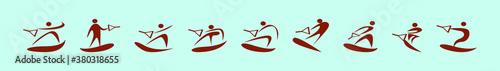set of water skiing cartoon icon design template with various models. vector illustration isolated on blue background