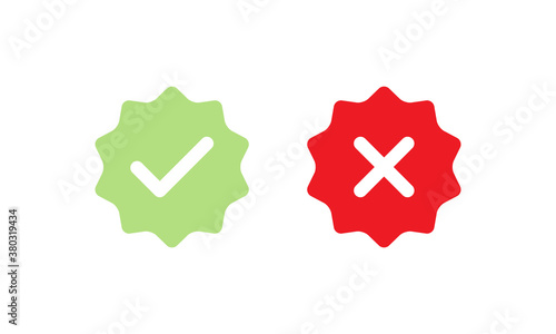 Approve and Reject Icon Vector in Flat Style. Correct and Wrong Labels Illustration