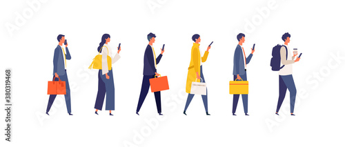 Walking businessman character design in different poses.