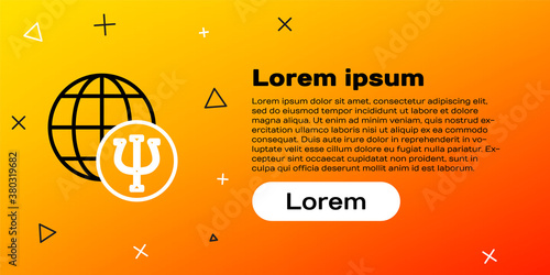 Line Psychology icon isolated on yellow background. Psi symbol. Mental health concept, psychoanalysis analysis and psychotherapy. Colorful outline concept. Vector.