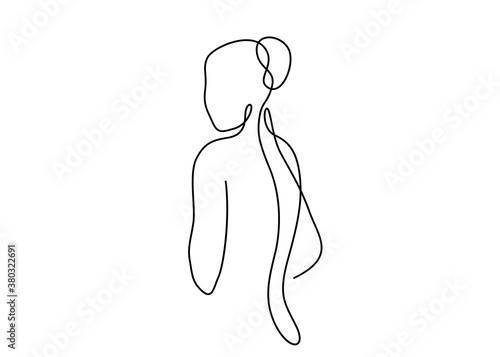 Line art woman silhouette vector background. Female figure pose in modern simple linear style. Girl body posture design. Beauty and fashion collection concept