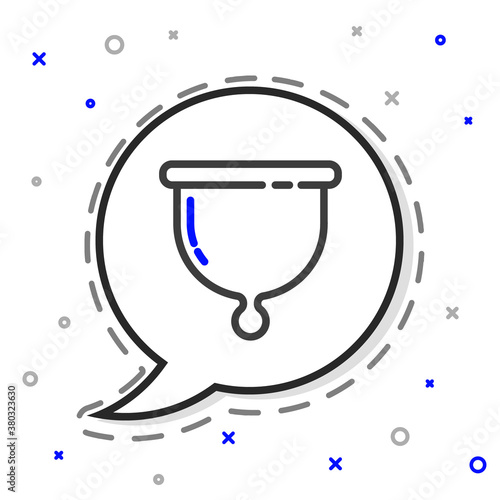 Line Menstrual cup icon isolated on white background. Feminine hygiene. Protection for woman in critical days. Colorful outline concept. Vector.