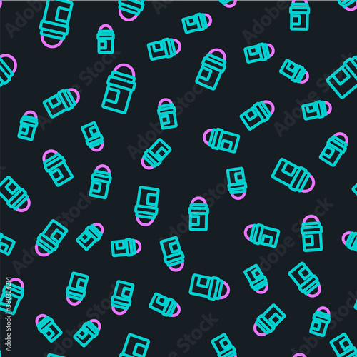 Line Antiperspirant deodorant roll icon isolated seamless pattern on black background. Cosmetic for body hygiene. Vector.