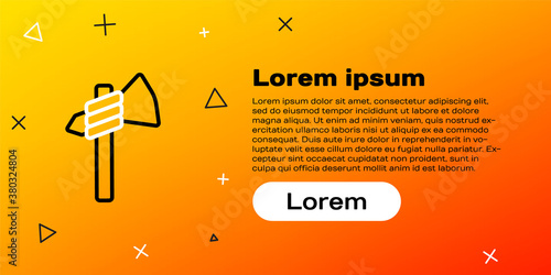 Line Native american tomahawk axe icon isolated on yellow background. Colorful outline concept. Vector.