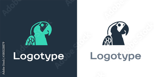 Logotype Macaw parrot bird animal icon isolated on white background. Animal symbol. Logo design template element. Vector.