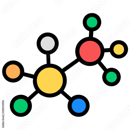 
Molecules connected together, flat icon 
