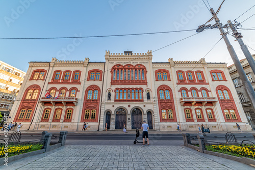 Belgrade, Serbia-August 27, 2020: Captain Misa's Mansion (serbian: Kapetan Misino zdanje). Facade of Rectorate Building of Belgrade University photo