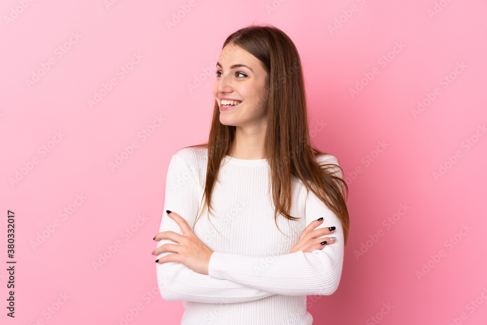 Young woman over isolated pink background happy and smiling Young woman over isolated pink background happy and smiling