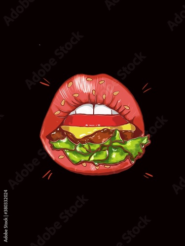 burger lips image pattern, burger lover
