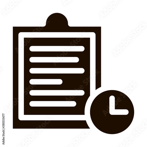 Clipboard Tablet With Tasks Vector Icon. Clip Board Tablet With Moving Target And Clock Pictogram. Dietary Protein Ingredient, Bar Bodybuilding Contour Illustration