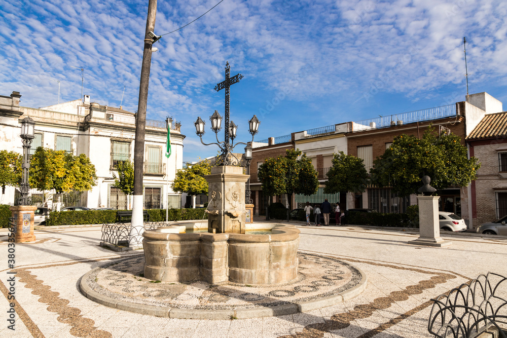 Lora del Rio, Spain. The Plaza de Andalucia, a square in front of the Market Square building