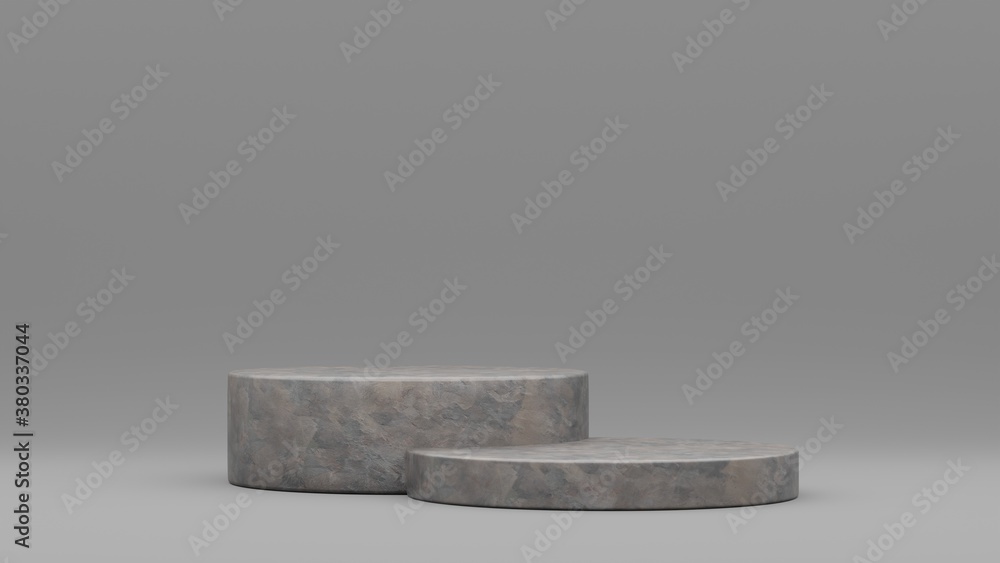Step concrete podiums on grey background. Abstract pedestal scene with geometrical. Scene to show cosmetic products presentation. Mock up design empty space. Showcase,shopfront,display case,3d render Step concrete podiums on grey background. Abstract pedestal scene with geometrical. Scene to show cosmetic products presentation. Mock up design empty space. Showcase,shopfront,display case,3d render