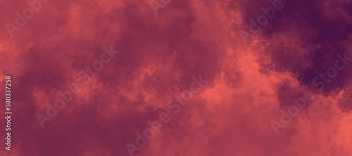 orange abstract watercolor background, sky with clouds 