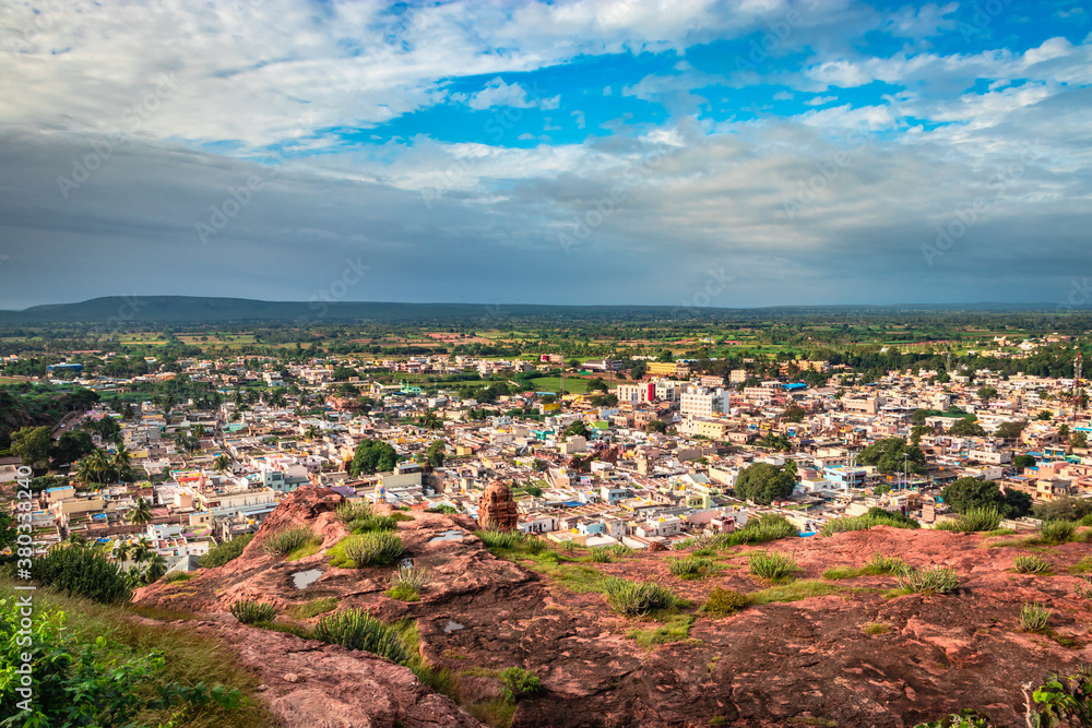Fototapeta premium city urbanization view with amazing blue sky from flat angle shot