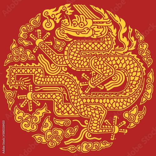 Korean traditional pattern for dragon robes. Dragon robes were the everyday dress of the emperors or kings of  Korea (Goryeo and Joseon dynasties). Vector illustration.