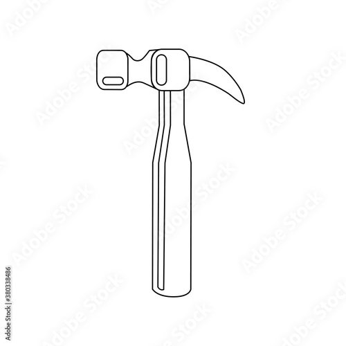 Vector illustration of a hammer on a white isolated background. Icon.
