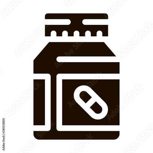 Vitamin Pills Container Vector Icon. Pills Package Creatine Powder Sport Nutrition for Sportsman Pictogram. Dietary Ingredient, Bar for Bodybuilding Contour Illustration