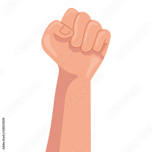 fist hand up power sign design, people multiethnic race and multicultural theme Vector illustration