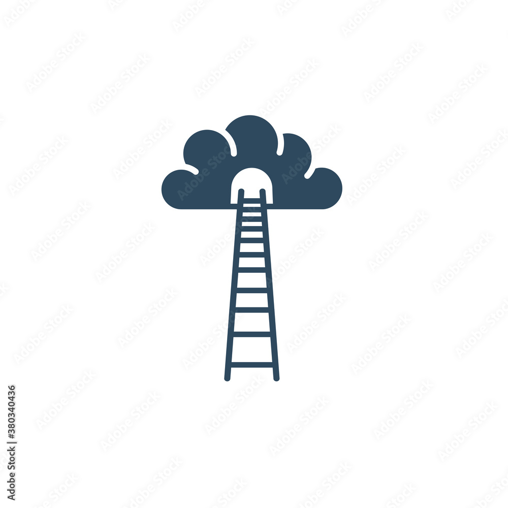 Ladder leading to cloud icon. Ladder of success. Ladder leading to cloud icon. Ladder of success.