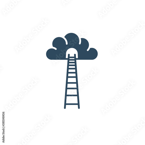 Fototapeta Naklejka Na Ścianę i Meble -  Ladder leading to cloud icon. Ladder of success.