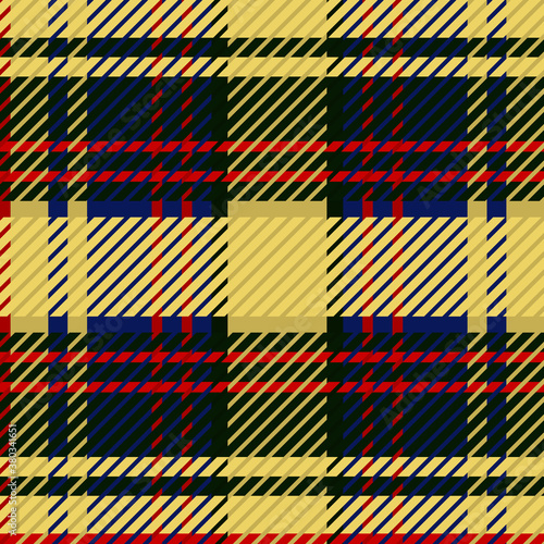 Cute yellow tartan vector seamless pattern. Checkered scottish flannel print for celtic home decor. For highland tweed trendy graphic design. Tiled rustic houndstooth grid. 
