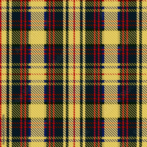 Cute yellow plaid vector seamless pattern. Checkered scottish flannel print for celtic home decor. For highland tweed trendy graphic design. Tiled rustic houndstooth grid. 