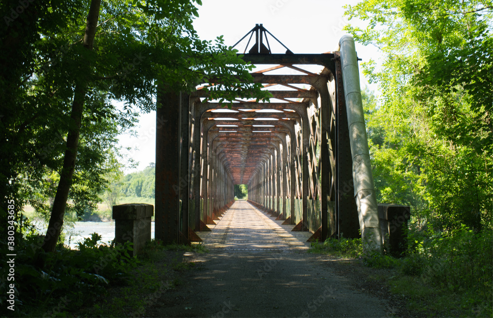 Pont de structure, métallique, entre Salies de Béarn et Puyoo,  construit en 1884 par Eiffel, qui mesure 187 m et qui reliait grâce à la voie de chemin de fer aujourd'hui détruite Puyoo à St Palais