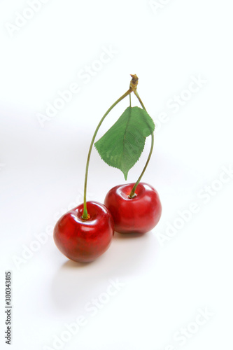 cherries with leaf