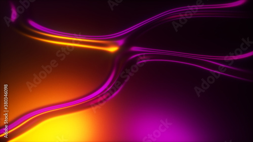3d render wavy surface. Abstract waving background with neon ripples. Iridescent holographic liquid multicolor pattern, fluid shapes.