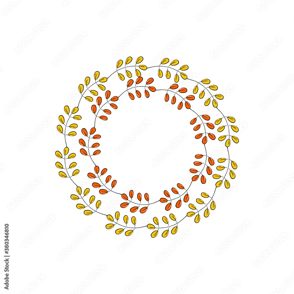 Autumn design wreath of leaves and branches. Vector illustration for print. Thanksgiving Day