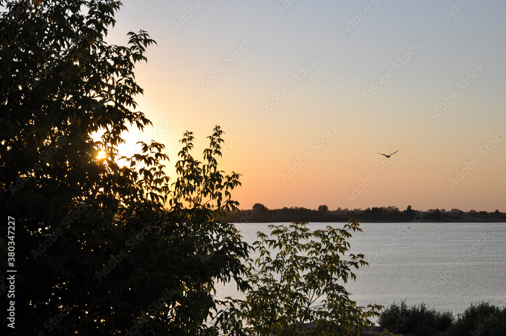 Obraz premium sunset over the river