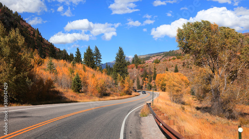 Colorful fall foliage by scenic by way 133 in rural Colorado  © SNEHIT PHOTO