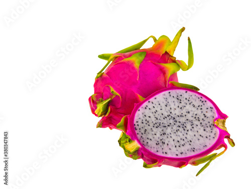 Dragon fruit isolated on white background with clipping path.