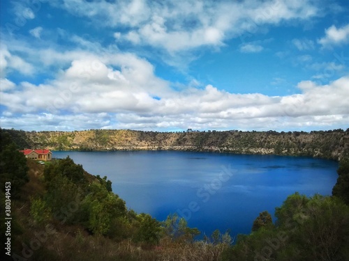 The Blue Lake - Mount Gambier Mount Gambier, Australia - 26th March, 2019: Undoubtedly the bluest lake in Australia, this crater lake is located in a dormant volcanic maar in Mount Gambier.