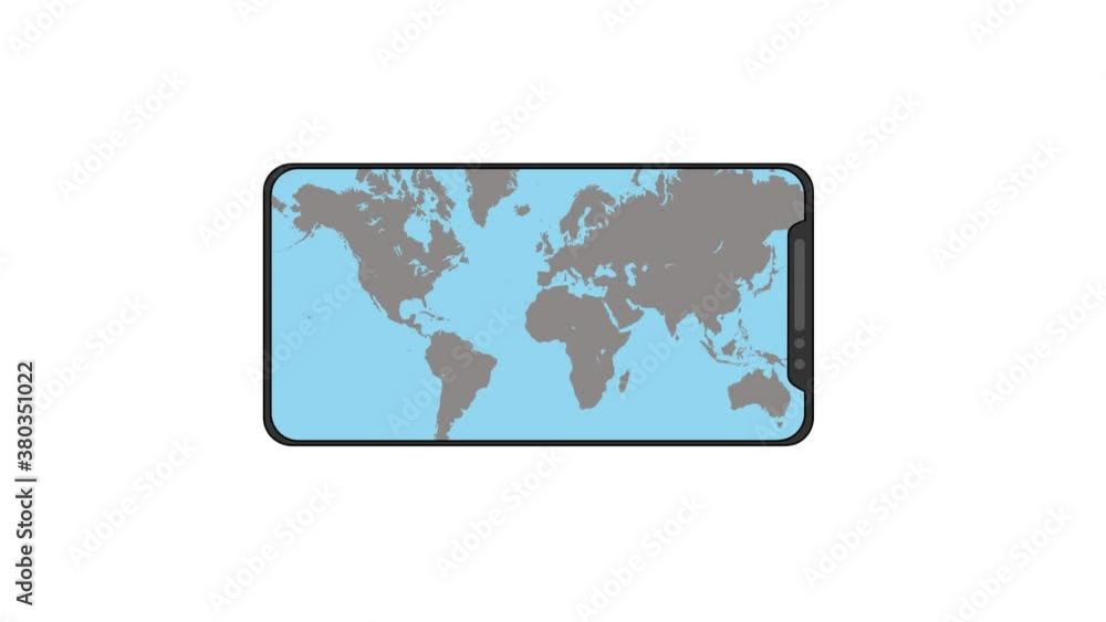 world map on smartphone. navigation points. 4k video illustration. world map on smartphone. navigation points. 4k video illustration.