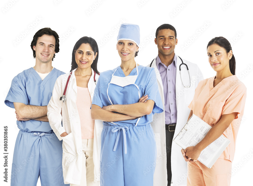 Group portrait of medical staff, studio shot Group portrait of medical staff, studio shot