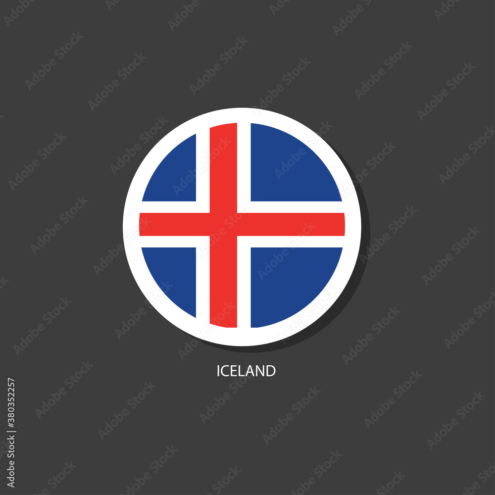 Obraz premium Iceland flag Vector circle with flags. 