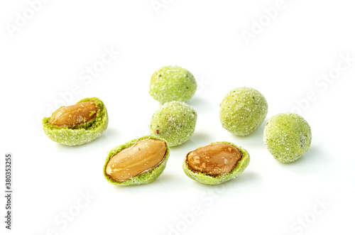 peanuts nori wasabi flavour coated isolated on white background
