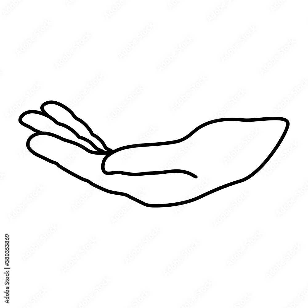 Human hand, palm. Vector illustration isolated on white background. Human hand, palm. Vector illustration isolated on white background.