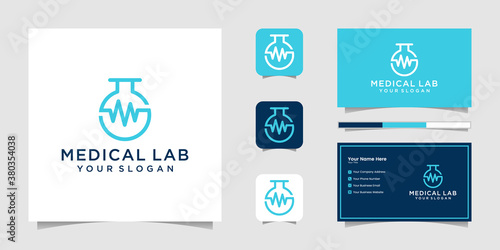 medical lab logo line art and business card