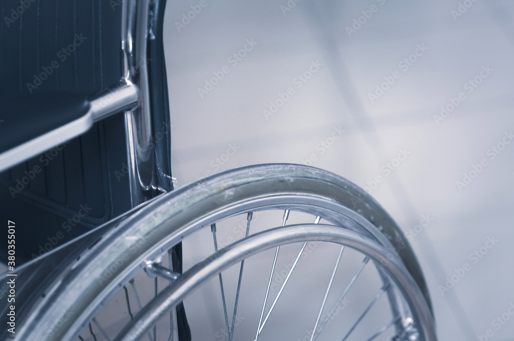 Wheelchair for hospital patients. Selective focus Wheelchair for hospital patients. Selective focus