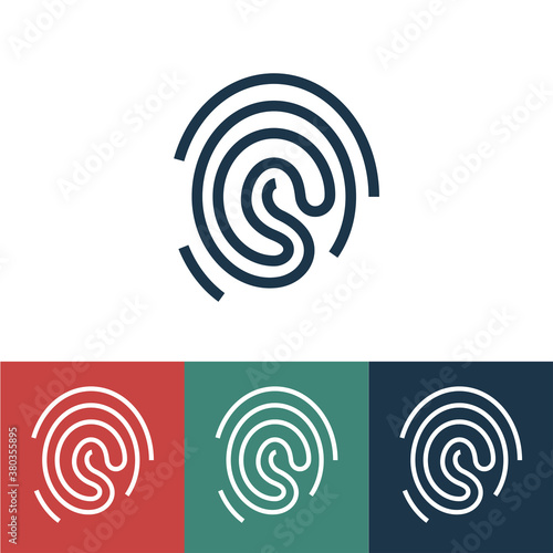 Linear vector icon with fingerprint