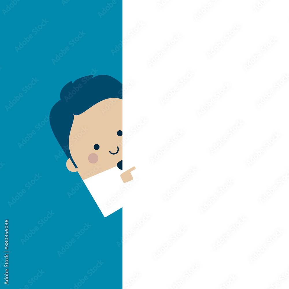 Businessman holding a blank space - Kawaii cartoon character business illustration