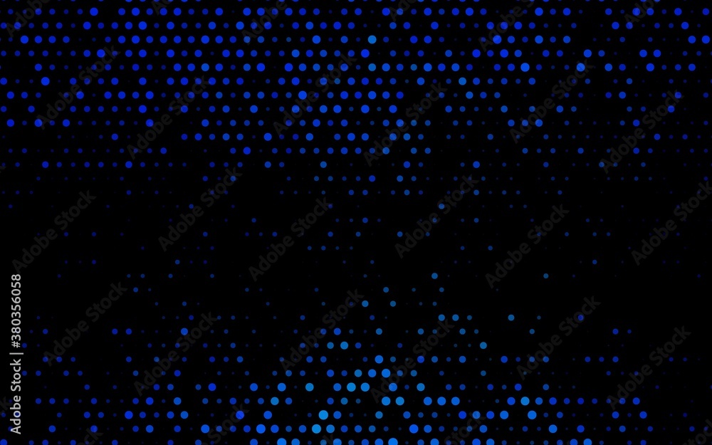 Dark BLUE vector backdrop with dots. Glitter abstract illustration with blurred drops of rain. Template for your brand book.