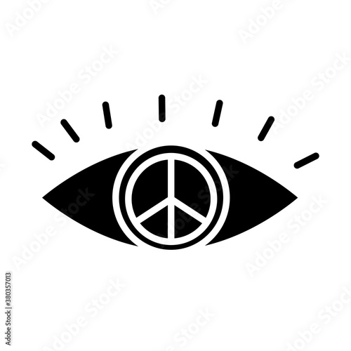 peace symbol in eye silhouette style icon