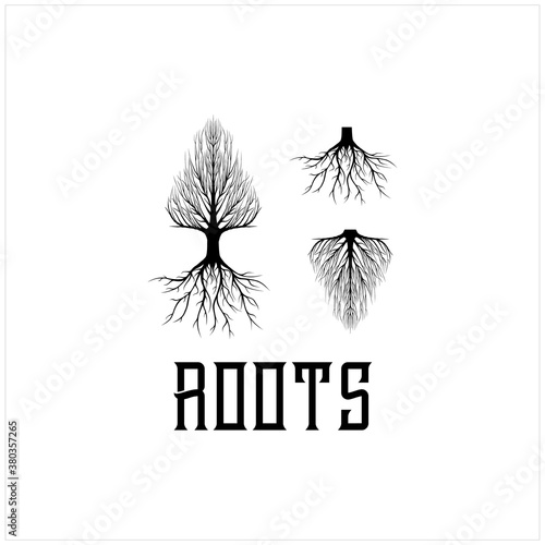 Abstract Tree and Root Logo Design Inspiration Isolated on White Background