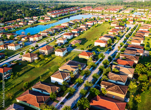 Aerial view of suburbs photo