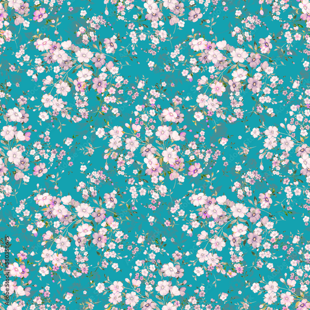 Watercolor seamless hand drawn pattern with beautiful wildflowers Watercolor seamless hand drawn pattern with beautiful wildflowers