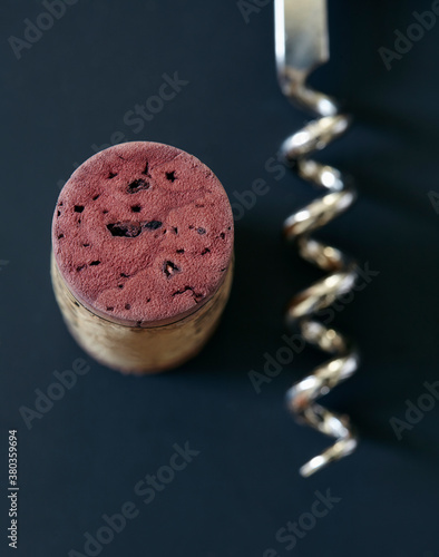 Wine cork and corkscrew photo